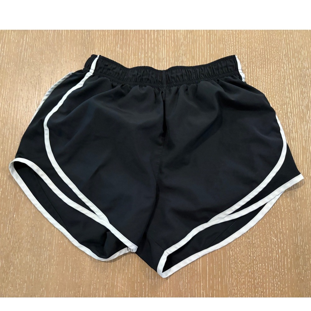 Nike Dri-FIT Women's Size Medium Black White Dolphin Hem Running Athletic Shorts
